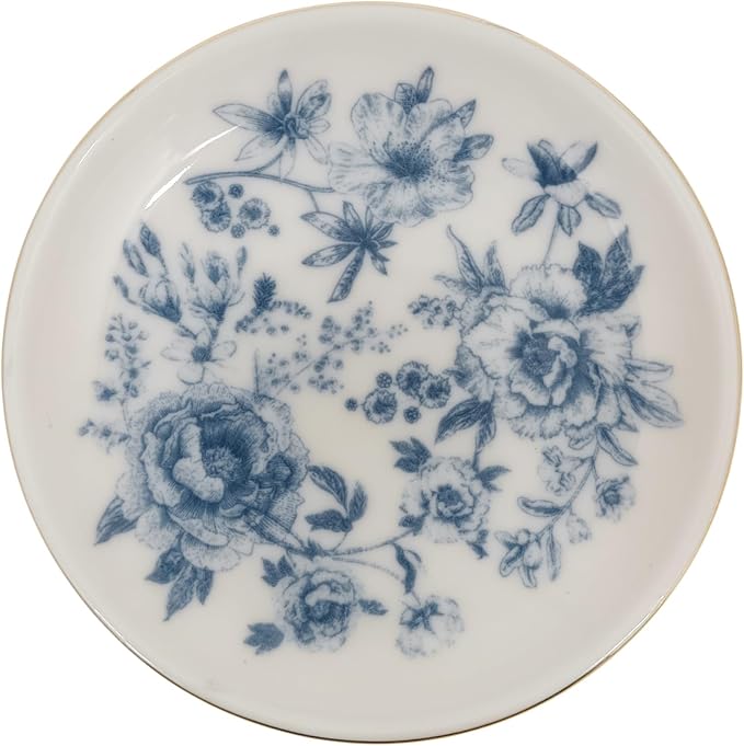 Sweet Water Decor Blue Delft Jewelry Dish Tray - Ceramic Ring Dish for Bridal Shower, Wedding, and Home Decor - Elegant Jewelry Holder & Organizer for Women