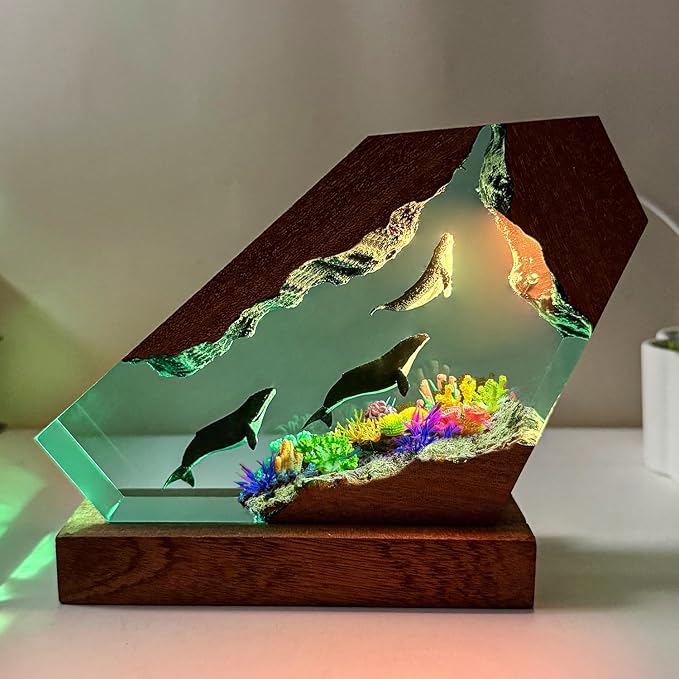 Handmade Humpback Whale Ocean Resin Lamp