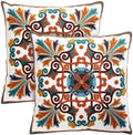 Throw Pillows Cover for Couch 18x18 inches Set of 2 Embroidered Pattern Decorative Pillow Case Covers for Living Room Sofa Bed Chair