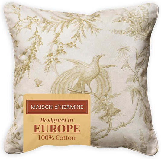 Maison d' Hermine Throw Pillow Covers 100% Cotton (18" x 18" - Pack of 1)