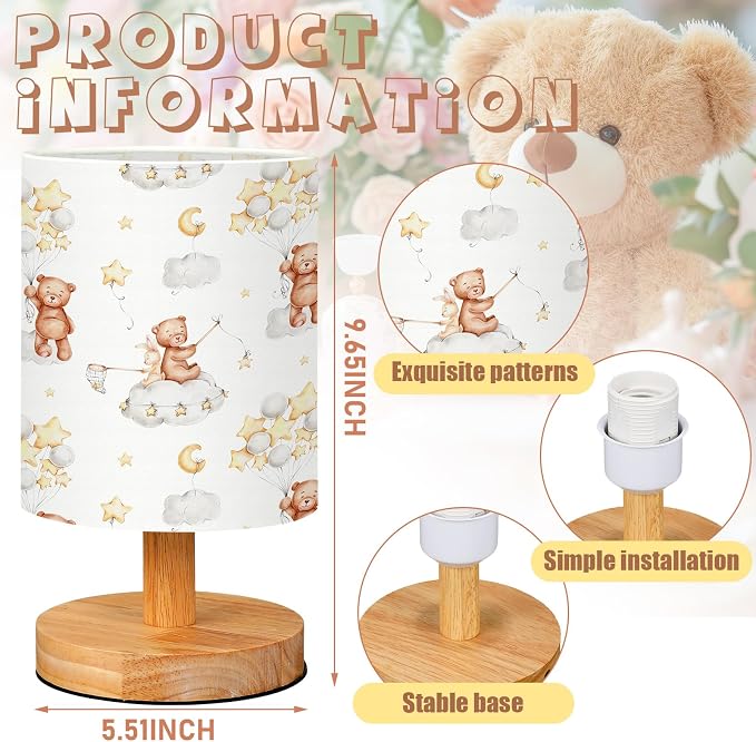 VIHOSE Bear Kids Table Lamp for Bedroom Kids Lamps for Girls Room