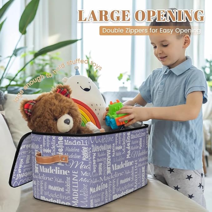 Custom Name Storage Basket, Personalized Keepsake Box, Haze Purple