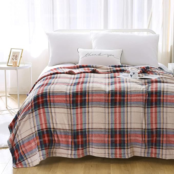 MERRYLIFE Tartan Plaid Throw Blanket for Couch Bed Sofa Throw Size 50" 60" | Grid Pattern, Ultra-Plush Soft, Decorative Colorful Travel Blanket, farmhouse, Gift Choice, Home Pet Use