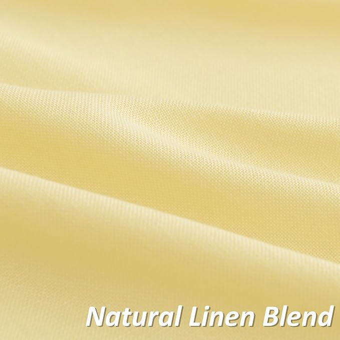 Yellow Linen Curtains 108 Inch Length for Living Room Bedroom 2 Panels Set Rod Pocket Light Filtering Semi Sheer Window Curtains 52 Inch Width Boho Farmhouse Linen Drapes, W52xL108