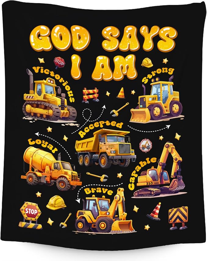 Truck Blanket for Boys, Car Blanket Gifts for Toddler Boys, Boys Throw Blanket for Son, Excavator Kids Blanket Inspirational Gifts, Fleece Warm Cozy Throw Blanket for Couch Chair, 40"x50"
