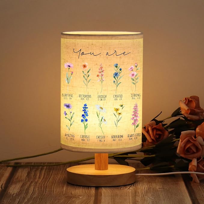 WSYEAR Christian Gifts for Women, Christian Table Lamp with Flowers, Birthday Gifts for Women, Inspirational, Religious Gifts for Sister, Friend, Daughter, Mom
