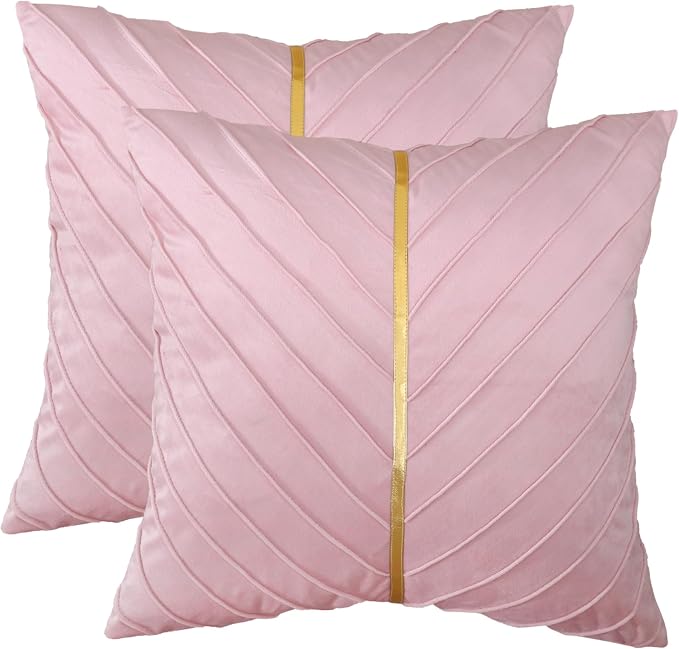 Velvet Throw Pillow Covers 26x26 Pack of 2 Gold Decor Blush Pink
