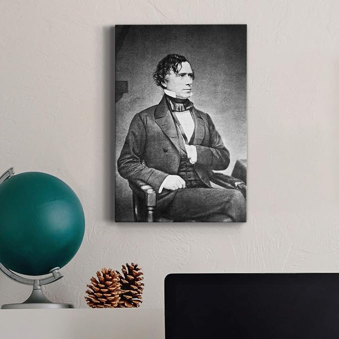 Renditions Gallery Franklin Pierce Presidental Portrait Wall Art, Premium Gallery Wrapped Canvas Decor, Ready to Hang, 48 in H x 32 in W, Made in America Print