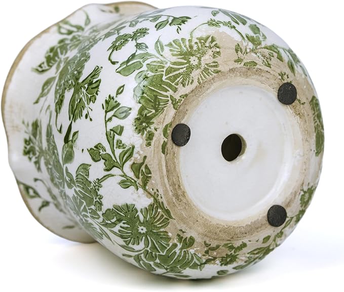 Dosayes Rustic Ceramic Pot for Plant, 6 Inch Vintage Flower Pot (Green)