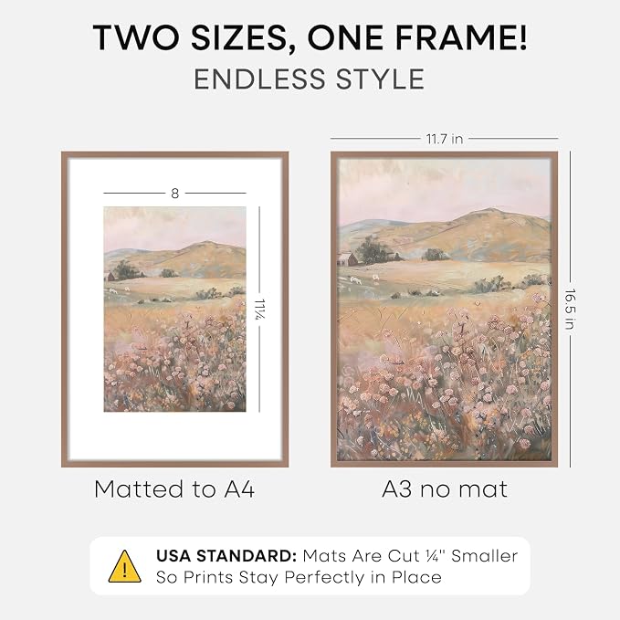 Homeforia A3 Mocha Picture Frame, High-End Metal, A4 Mat, Glass