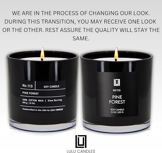 Lulu Candles Pine Forest Scented Soy Jar Candle, 9 Oz. | Smells like Balsam Fir & Needles, Luxury, Hand Poured in The USA, Highly Scented Long Lasting