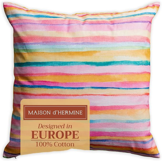 Maison d' Hermine Throw Pillow Covers 100% Cotton (18" x 18" - Pack of 1)