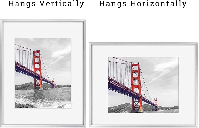 Frametory 11x14 Silver Aluminum Metal Picture Frame Mat for 8x10 Glass
