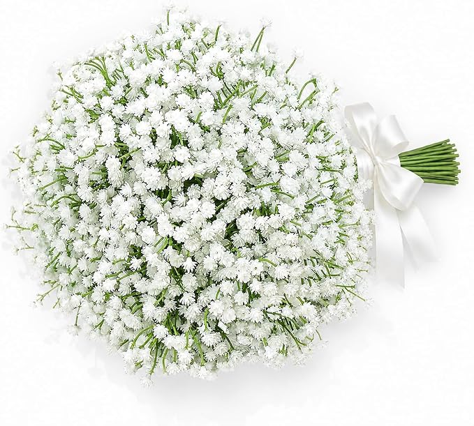 12 PCS Babys Breath Artificial Flowers Fake Babys Breath Flowers Artificial Bulk White Gypsophila Bouquets Real Touch Faux Flowers for Wedding Floral Arrangement Party Home Decoration