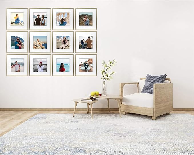 Frametory 12 Pack 12x12 Aluminum Frame with Mat for 8x8 Photo, Gold