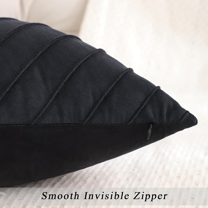 Velvet Throw Pillow Covers 18x18 inch Pack of 2 Gold Decor Black