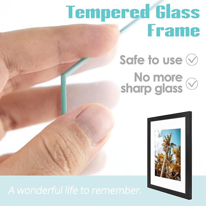 Frametory 2 Pack 11x14 Black Picture Frame with Real Glass Mat for 8x10