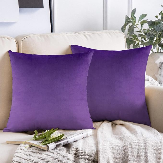 VAKADO Purple Throw Pillow Covers Decorative 20x20 Set of 2 Outdoor Decor Couch Cushion Covers Pillowcases Home Bed Decoration for Sofa Bedroom Office