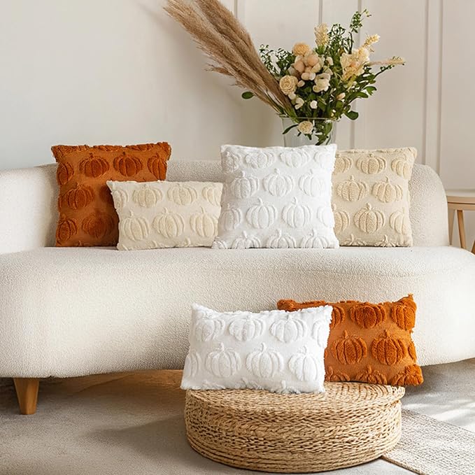 ONFAON Fall Pumpkin Pillow Covers 18x18 Inch Set of 2