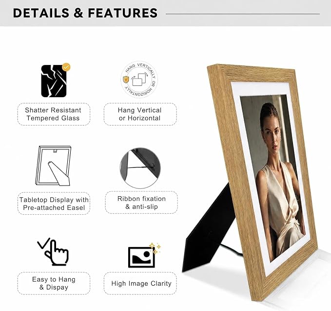 5x7 Picture Frame-Dark Oak,4x6 Mat,Tempered Glass,Engineered Wood
