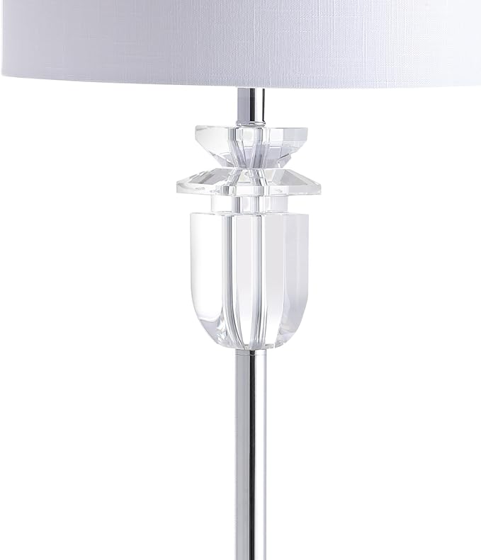 JONATHAN Y Aria 63" Faceted Crystal Metal LED Floor Lamp, Clear/Chrome
