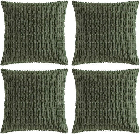 Fancy Homi 4 Packs Decorative Throw Pillow Covers for Living Room Couch Bed, Modern Farmhouse Boho Home Décor Accent Cushion Case, 20" x 20", Olive Green