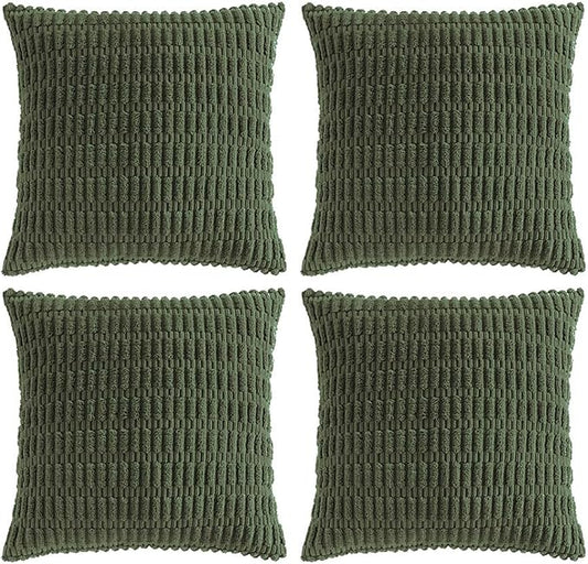 Fancy Homi 4 Packs Decorative Throw Pillow Covers for Living Room Couch Bed, Modern Farmhouse Boho Home Décor Accent Cushion Case, 22" x 22", Olive Green