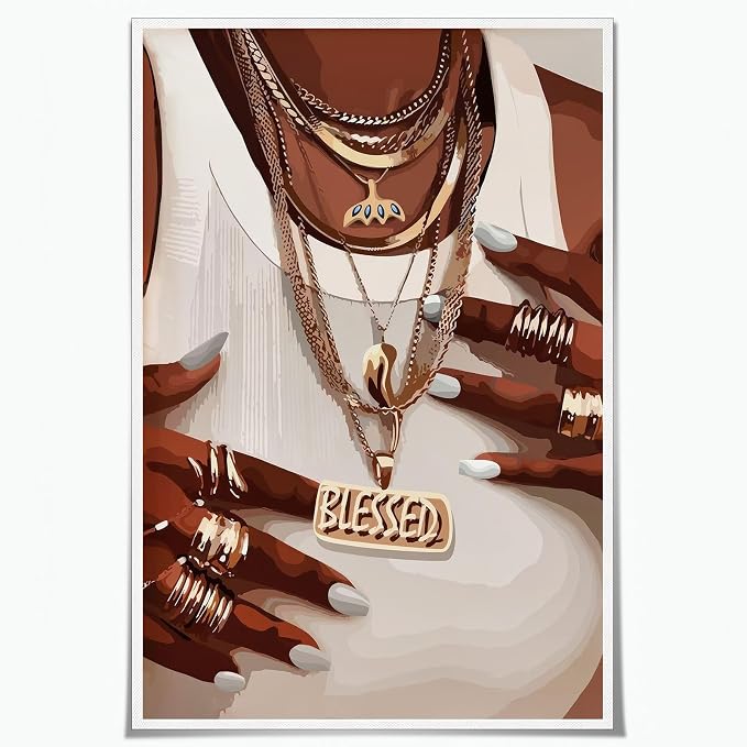 Black Women Wall Art Black Female Picture Printing 16x24 Inch Unframed | Vintage African American Wall Art Trendy African American Girl Poster Feminist Women Poster for Apartment Living Room Bedroom
