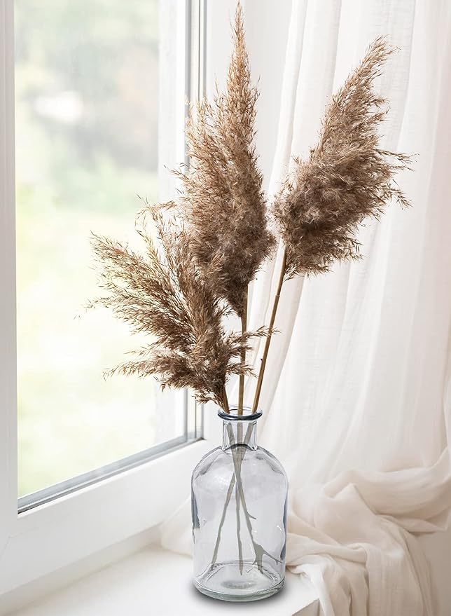 Bud Vases, Apothecary Jars, Decorative Glass Bottles, Centerpiece for Wedding Reception, Elegant Antique Decoration, Mini Flower Vases, Small Medicine Bottles for Home Decor (Smoke Gray, Set of 6)