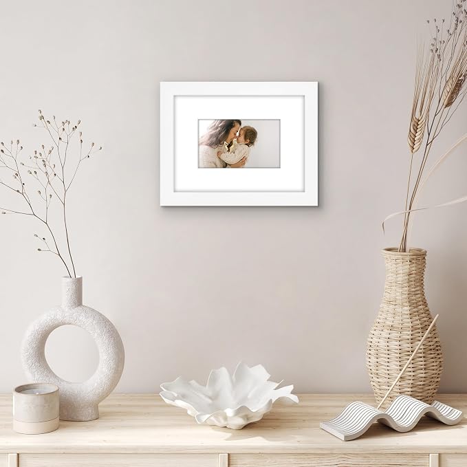 Americanflat 6x8 Picture Frame - Matted to 3x5 - Engineered Wood - White