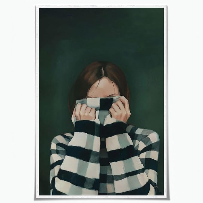 KAQNMY Female Portrait Wall Art Modern Portrait Art 16x24 Inch Unframed | Room Aesthetic Feminine People Wall Art Minimal Emerald Green Abstract People Art for Bedroom Living Room Dorm Apartment