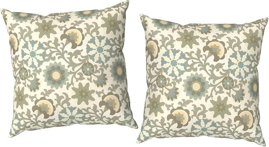Outdoor Throw Pillow Covers 18x18 Inch, Decorative Pillow Covers for Patio Furniture, Floral Symphony Modern Cushion Cases for Garden Couch Home Sofa, Pack of 2