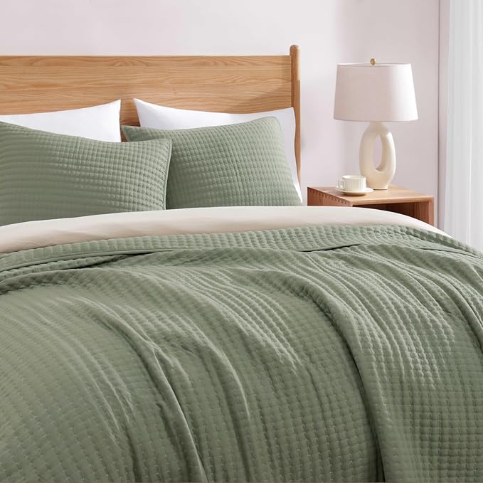 Twin Quilt-Lightweight Bedspreads Sage Green Twin Quilt Bedding Set | Soft Coverlet with Pillow Sham for All Seasons, Suitable for Bed & Couch, 2 Pieces, 66"x92"