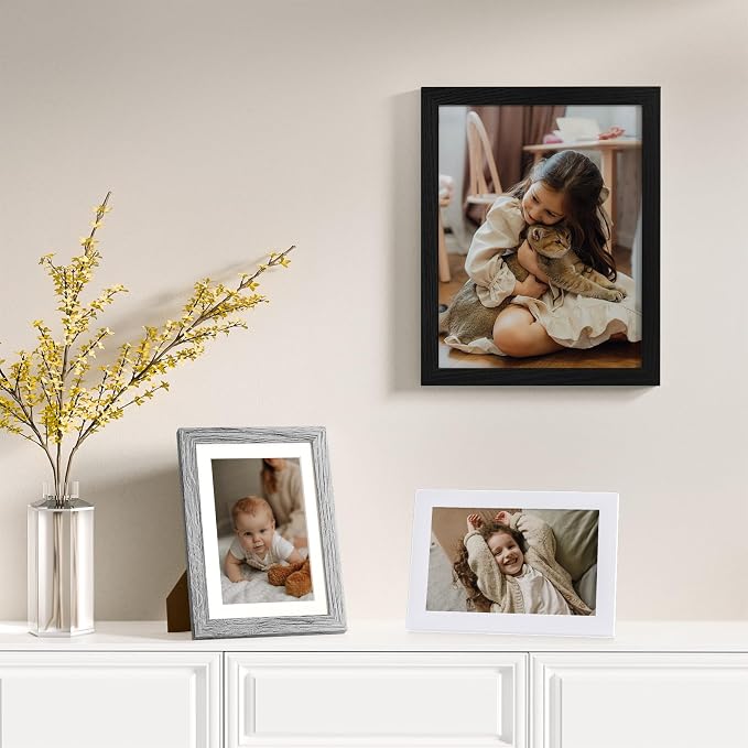 Vittanly 20 Pack Picture Frames Collage Wall Decor, Black, Grey, White | Gallery Wall Frame Set for Wall or Tabletop Display, Multi Sizes Picture Frame Set: 4pcs 8x10, 8pcs 5x7, 8pcs 4x6, MDF Wood