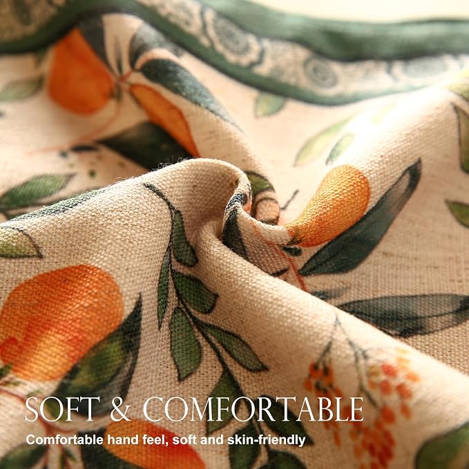 Patdrea Designer Vintage French Linen Table Runner,12"X102"-Palladin A | Tablerunner 102 Inches Long,Orange Floral Pattern,Thanksgiving Dining Table Decor for Living Room Banquet,Tassel Edge