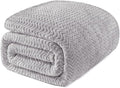 Exclusivo Mezcla Soft Fleece Blanket King Size for Bed, Sofa, Light Grey | 90"x104" Breathable Lightweight Flannel Blanket for Summer, Plush Cozy Jacquard Wave for Home Decor