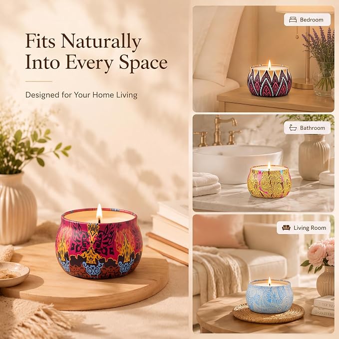 Scented Candles for Women, 4 Pack Candle Gift Set, Natural Soy Candles
