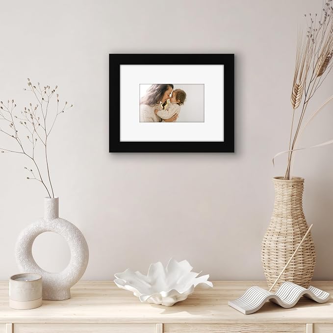 Americanflat 6x8 Picture Frame - Matted to 3x5 - Engineered Wood - Black