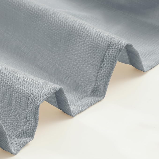 Haze Blue Linen Curtains 95 Inch Length for Living Room 2 Panels | Light Filtering, Linen Textured, Semi Sheer, Privacy Protected, Neutral Window Drapes for Living Room, Grommet, 52 x 95 Inch