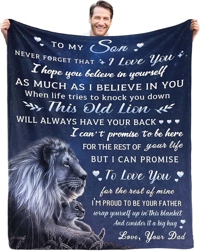 Gifts for Son, Son Gifts from Dad, Son Birthday Fathers Day Graduation Valentines, Soft Throw Blanket 60"x50"