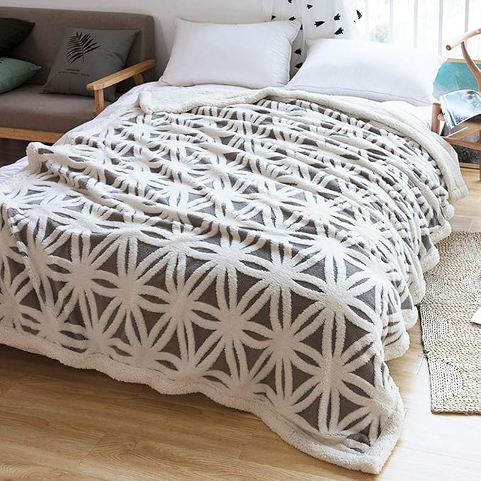 LOMAO Sherpa Fleece Blanket Gifts for Mom Dad Cozy Soft Throw Blanket for Women Men Birthday Gifts Dual Sided Couch Sofa Bed Blanket (Grey, 90''x90'')