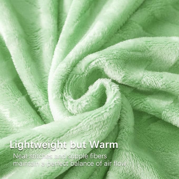 Whale Flotilla Flannel Fleece Throw Blanket for Couch, Light Green | Lightweight Breathable Soft Sofa Throws, Plush Fluffy Chevron Design Decorative Blankets for All Season, 50x60 Inch