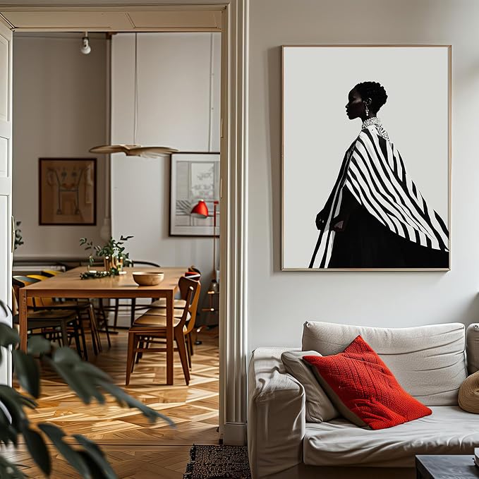 Black Female Picture Printing African American Girl Poster 16x24IN Unframed | Black African American Women Picture Wall Art Modern Cultural Wall Art for Apartment Living Room Bedroom Office Home Decor
