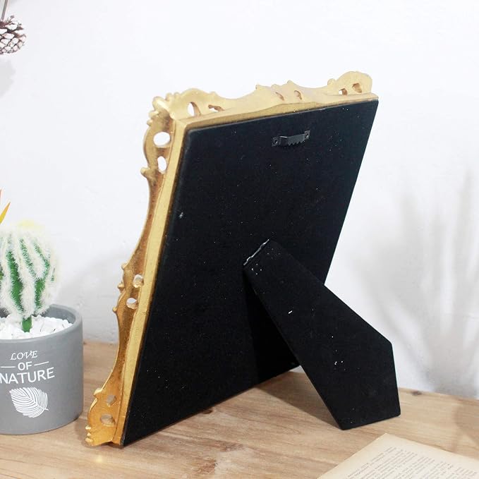 Funerom Vintage 11 x 9.5 inch Decorative Mirror, Wall Mounted & Tabletop Makeup Mirror ，Square Antique Gold | Wall Mounted & Tabletop Makeup Mirror