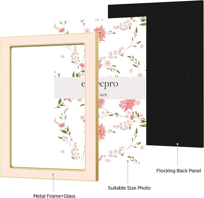 eletecpro 4x6 Enamel Picture Frame with Real Glass Cover, Pink, 2-Pack