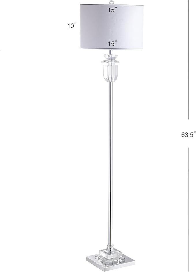 JONATHAN Y Aria 63" Faceted Crystal Metal LED Floor Lamp, Clear/Chrome