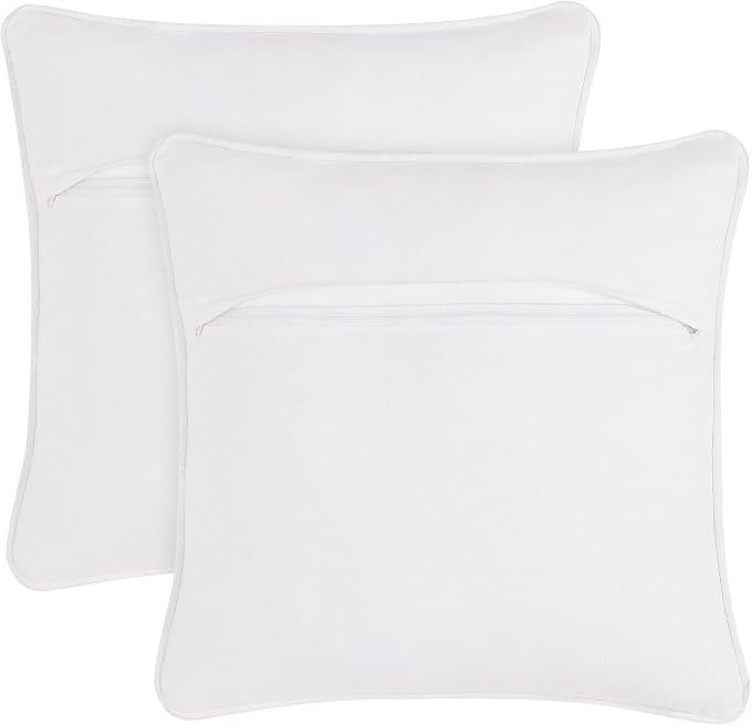 Boho Living Jada 2 Pc Decorative Throw Pillow Covers, Pillow Insert not Included, Premium Woven Design, Living Room Décor, (2) 20" x 20", White
