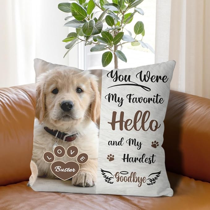 Alienc Personalized Pet Memorial Gifts for Dogs Cats, Custom Pet Memorial Throw Pillow Cover (Optional Pillow Insert), Loss of Dog Sympathy Gift