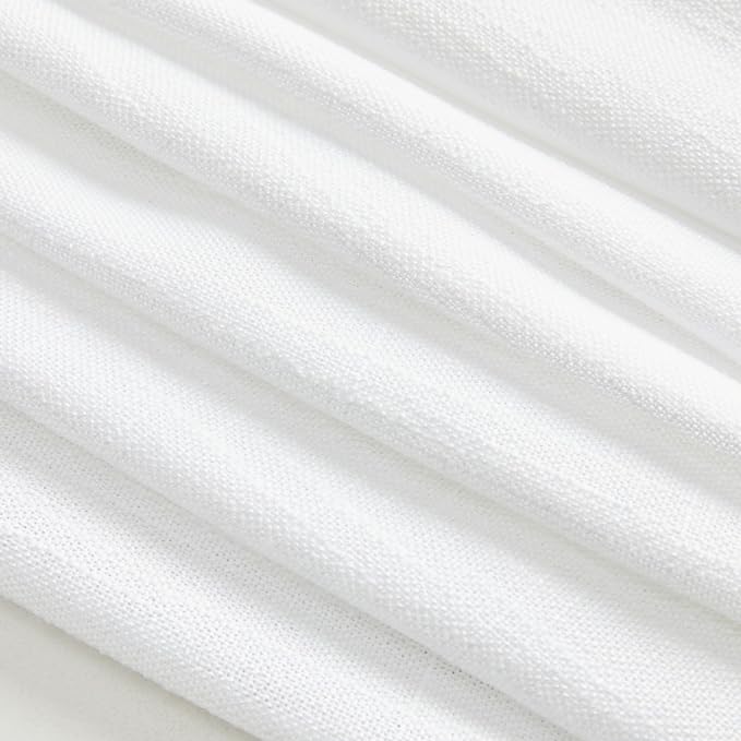 MYSKY HOME Patio White Curtains for Sliding Door, Living Room Curtains & Drapes Soft Cotton Farmhouse Window Treatments 90 inch Length 2 Panels Set Linen Look Semi Sheer Draperies, 50" W x 90" L