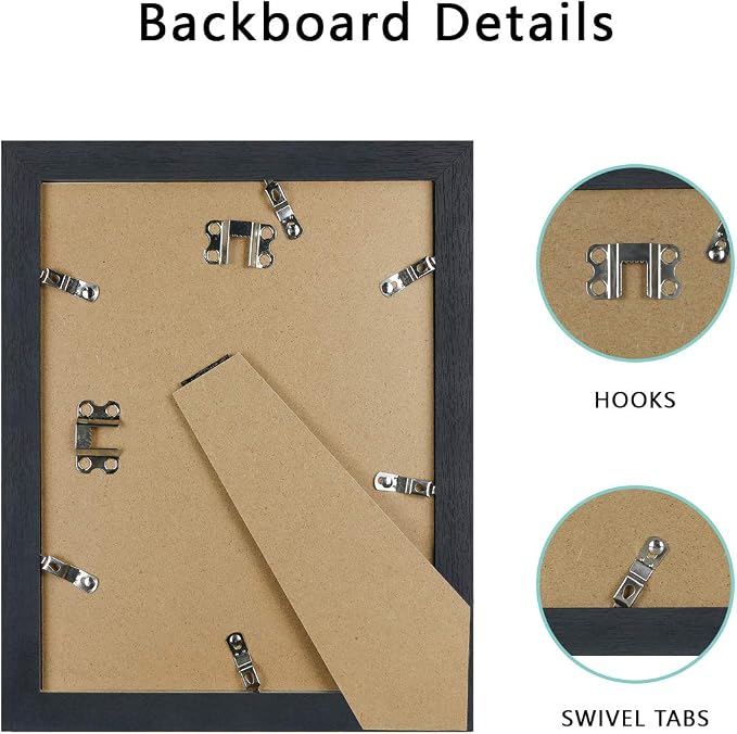 Q.Hou 8x10 Picture Frame Black Photo Frames Packs 4 with High Difinition Glass for Tabletop or Wall Decor (QH-PF8X10-BK)